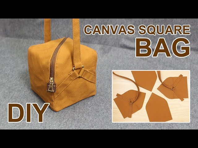 DIY Canvas Square Bag - 캔버스 큐브백 만들기 | How to make a cross bag with fabric [sewingtimes]