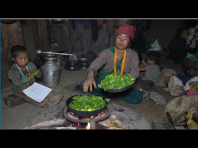 Nepali village || Cooking greens and parsley vegetables in the village