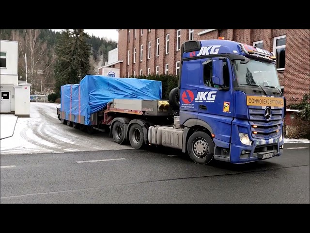Přeprava rámu lisu - transport the press frame - Nadměrný náklad / Oversize load / Schwertransport