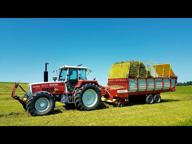 hay harvest DJI - shots |STEYR 8130|Massey Ferguson 5445|Pöttinger Ladeprofi 3+4