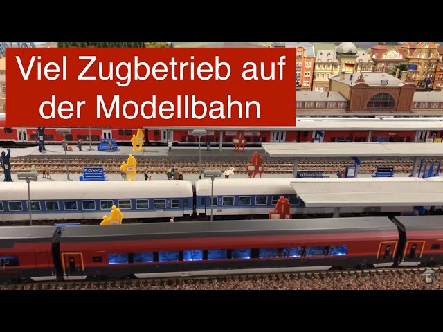 Trains running on model railway layout January 2018