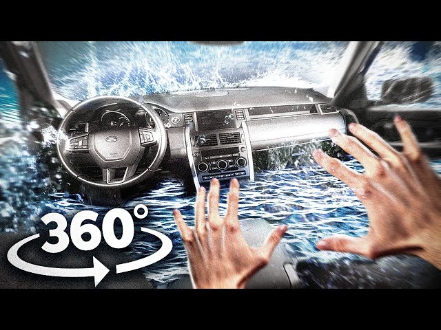 360° СAR SINKING AND FILLING WITH WATER - Survive and Escape the Flood VR 360 Video 4K