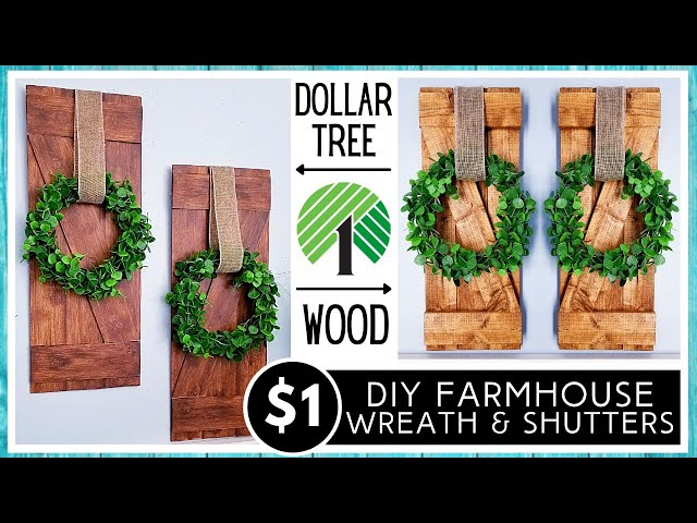 DOLLAR TREE DIY SHUTTERS | 2 STYLES | Cozy Farmhouse Home Decor | Easy Wreath & Real Wood Tutorial!