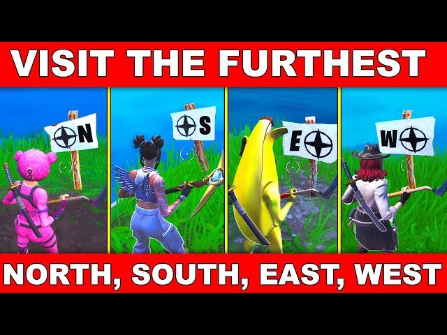 "VISIT THE FURTHEST NORTH, SOUTH, EAST and WEST POINTS OF THE ISLAND" ALL LOCATIONS FORTNITE WEEK 2