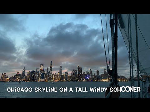 Sailing Lake Michigan in Chicago at sunset