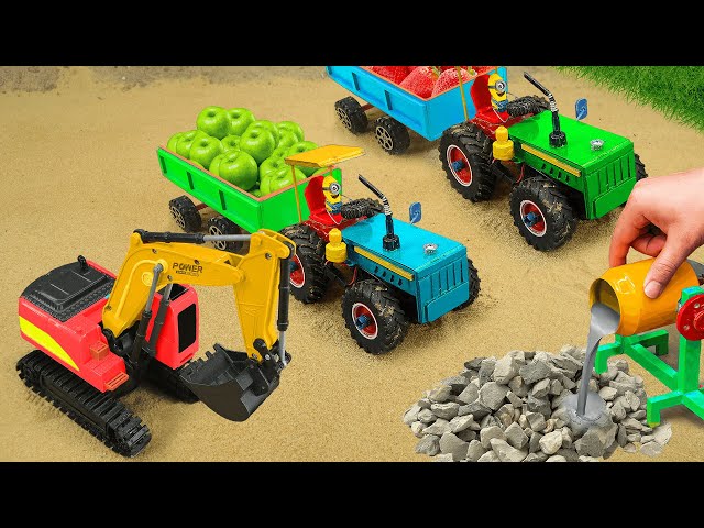 Diy tractor mini Bulldozer to making concrete road | Construction Vehicles, Road Roller #291
