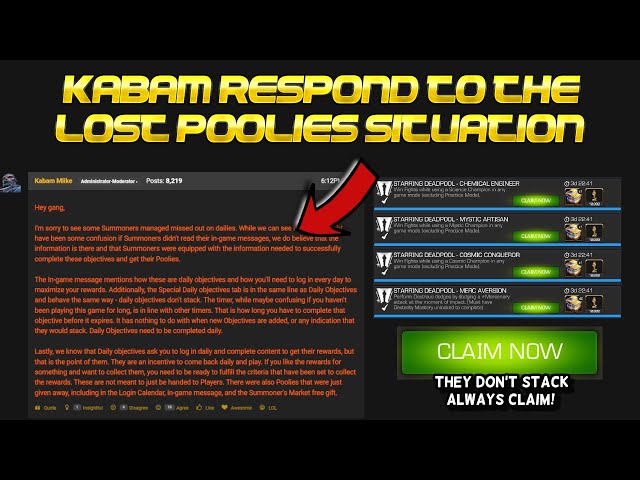 Kabam Respond To Lost Poolies From Objectives Structure | Marvel Contest of Champions