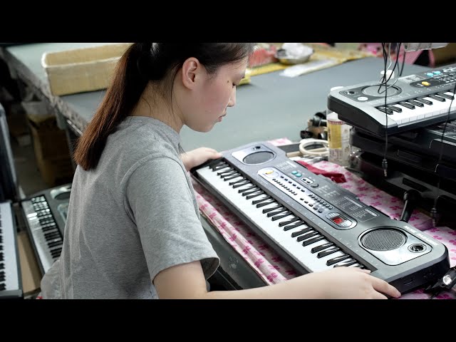Amazing Scale。Mass production process in a Chinese piano keyboard factory