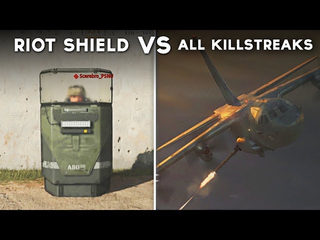 All Killstreak Attacks on Riot Shield - Call of Duty: Modern Warfare (Shield vs Every Killstreak)
