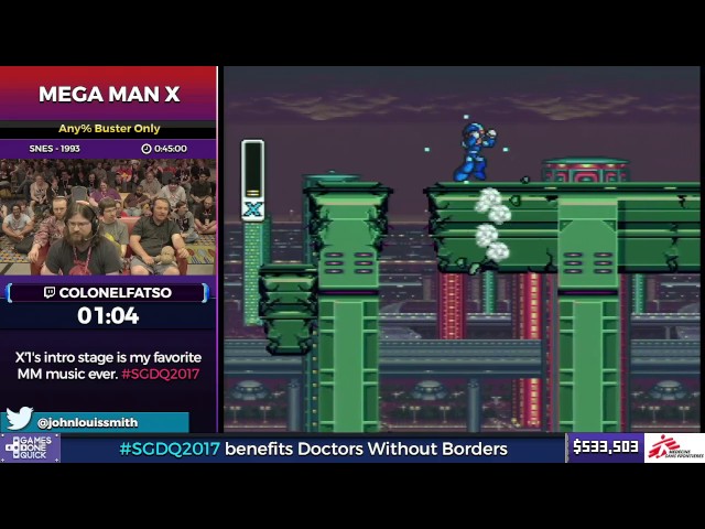 Mega Man X by ColonelFatso in 41:05 - SGDQ2017 - Part 74