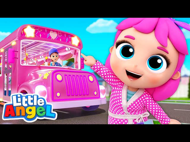Wheels on the Bus - Pink Party Edition! | Little Angel Kids Songs & Nursery Rhymes
