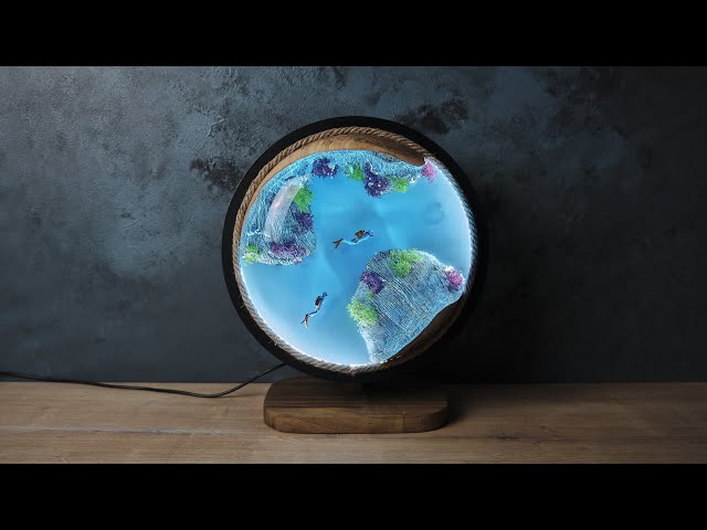 Deep Sea Cave Diving Epoxy Resin Modern Table Lamp | Epoxy resin Diorama Art