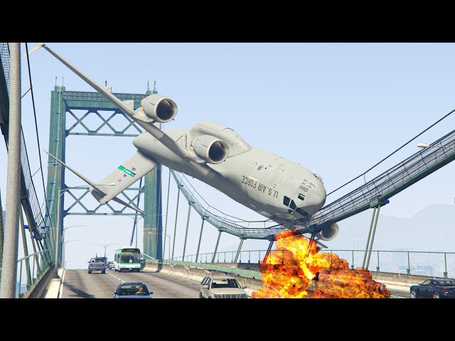 C -17 Fly Upside Down Before Crash Into The Bridge