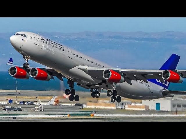 25 HEAVY LANDINGS & TAKEOFFS at SFO | A340 747 A380 777 A350 | San Francisco Plane Spotting