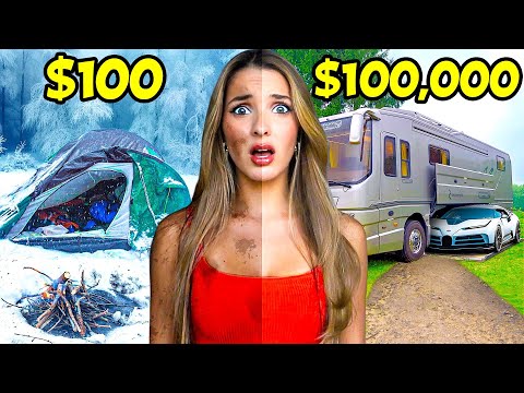 I SURVIVED $100 vs $100,000 CAMPING CHALLENGE!!