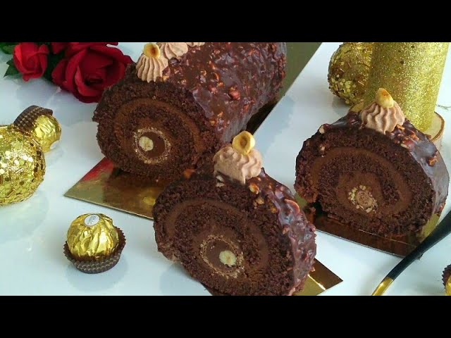 Chocolate Swiss Roll recipe / Best Swiss roll recipe with ferrero rocher 