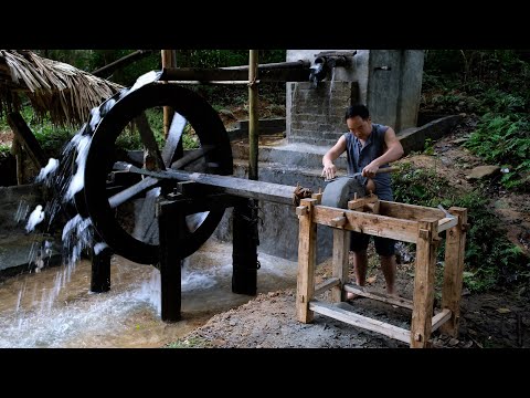 Connect the water wheel to the grinding wheel to sharpen the tool - Ep.149