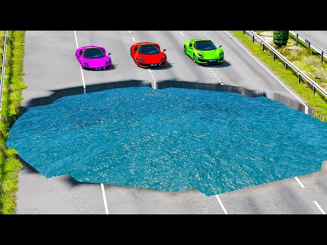 Cars vs HUGE Water Potholes in GTA 5