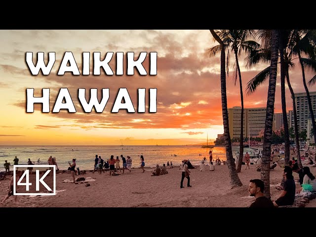 [4K] Waikiki Beach in Honolulu Hawaii - Evening Walking Tour