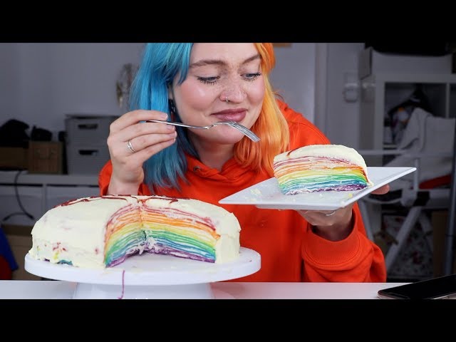i made a rainbow crepe cake to live my ASMR life