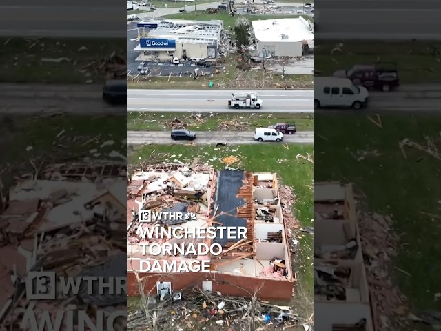 Drone video of the Winchester, Indiana tornado damage