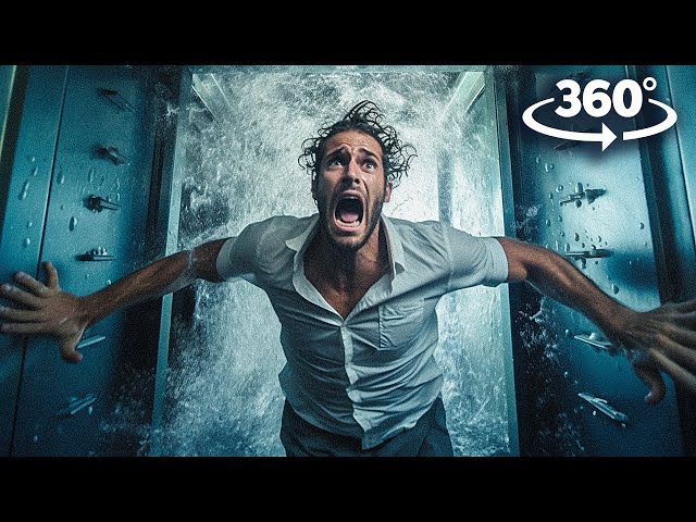 360° VR ESCAPE FROM TSUNAMI IN AN ELEVATOR| Fight Monsters in a Secret Lab Horror Video 4K Ultra HD