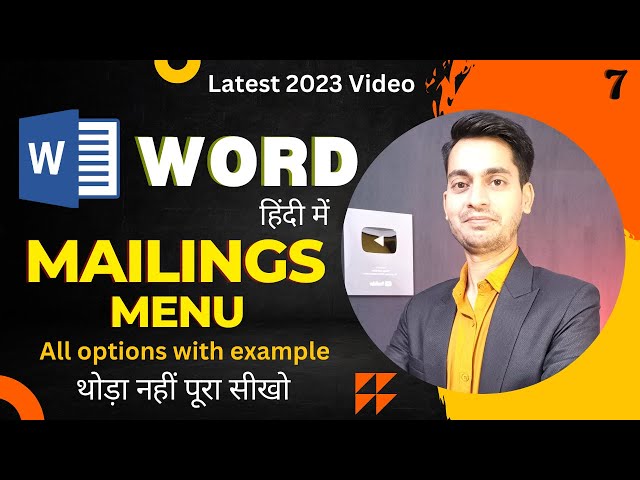 Complete Microsoft Word Tutorial - Mailings Menu/Tab In Word Hindi