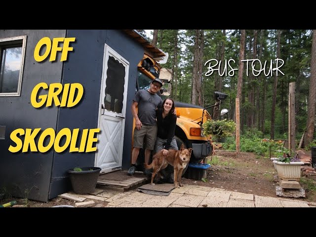 Stationary Off Grid School Bus Conversion In British Columbia | Skoolie Tour
