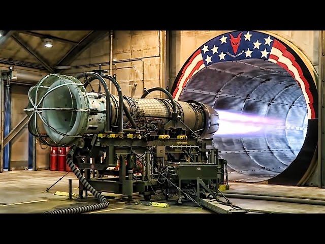 F-16 Jet Engine Test At Full Afterburner In The Hush House