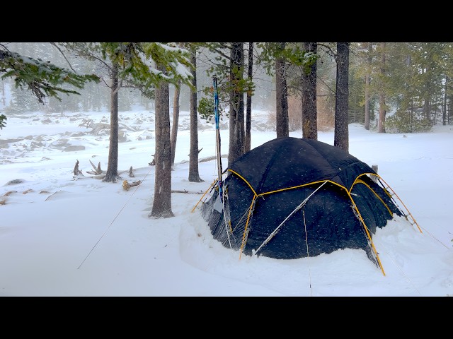 Hot Tent Camping In A Blizzard | ASMR