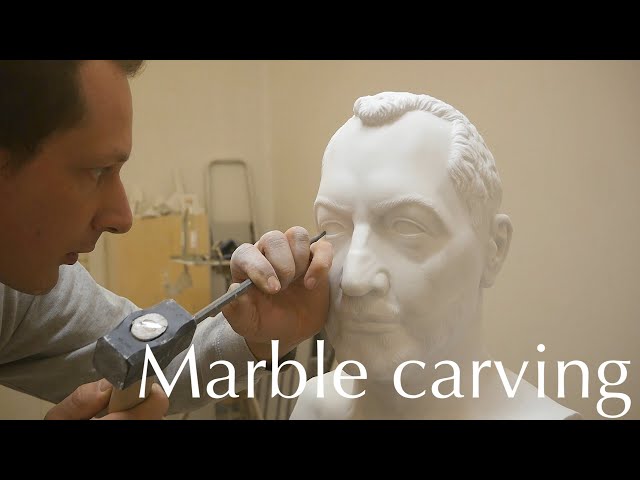 Carving the Marble / Marble bust / Stone carving / Steinbildhauer / Portrait aus Marmor