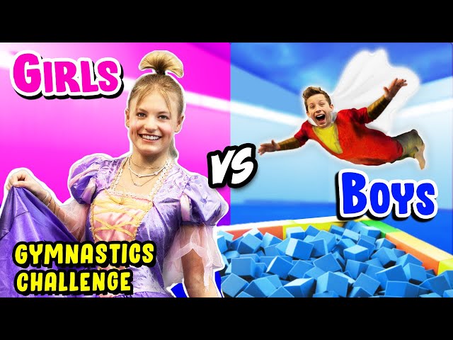 BOYS VS GIRLS Gymnastics! Princess vs SuperHeroes NinjaKidzTV