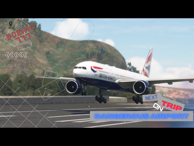 Most EMERGENCY GIANT Aero plane Landing!! Boeing 777 British Airways Landing at Madeira Airport