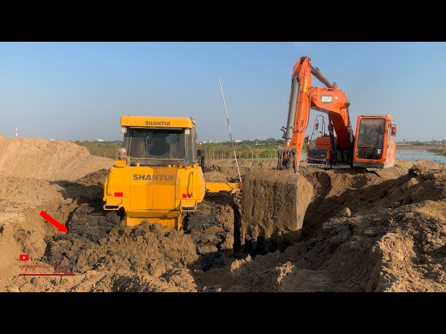 Incredible Biggest Dozer Failed Working And Technical​ Operator Digger Help Of Excavator Doosan