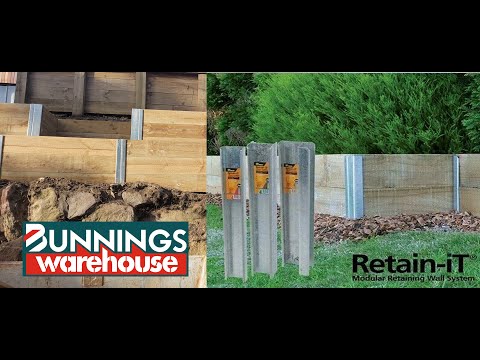 Steel post-Timber retaining wall