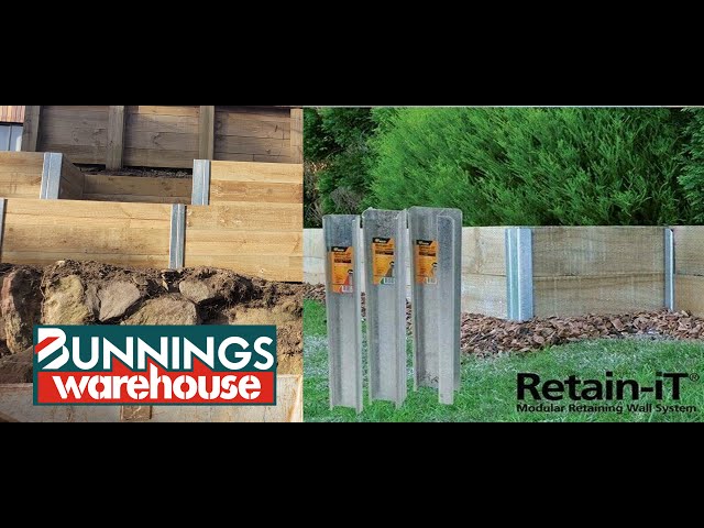 Steel post-Timber retaining wall, wood retaining wall, landscape design retaining wall
