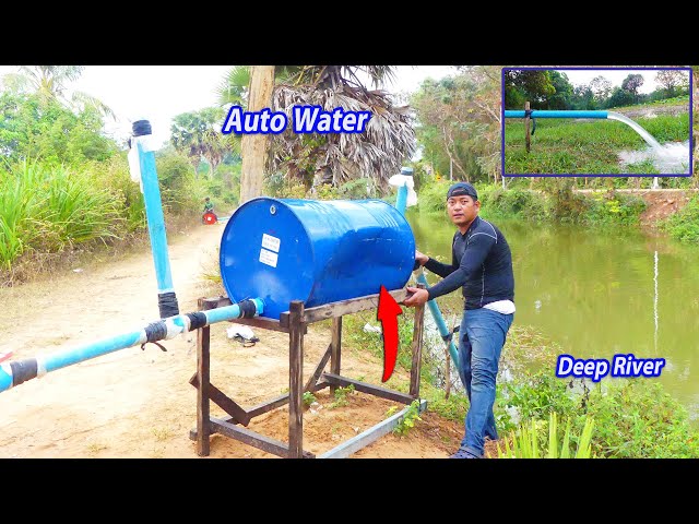 Big Auto Water - Deep River!! How to install drum pump suck water from Big River for Big Farms.
