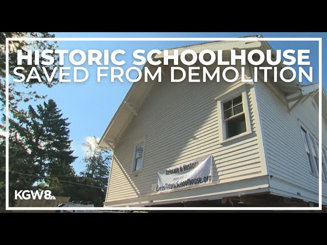 Historic Oregon schoolhouse saved from demolition arrives at new home