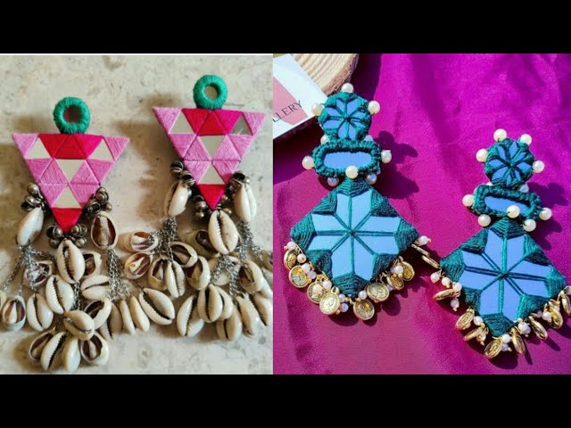 DIY Handmade Mirror Earrings || Fabric Jewellery || Easy And Beautiful Handmade Mirror Earrings