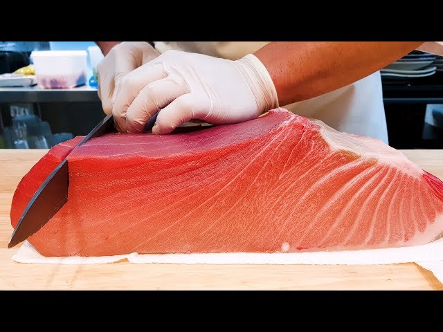 Master of Tuna Cutting Skills, 200KG Giant Bluefin Tuna Cutting. Sashimi, Korean fish market