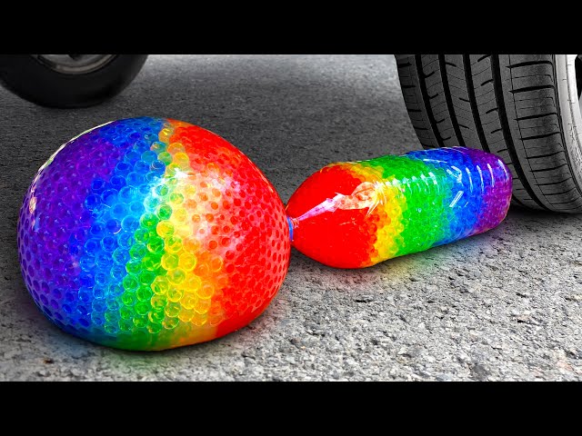 Satisfying Video ASMR by Crushing things with Car! 자동차 vs 슬라임, 콜라, 환타, 물풍선, 모래 트럭카 굴착기,지게차, 불도저 찾기