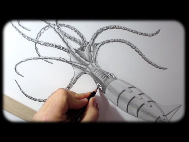 Robot Squid Wildlife Drawing - Timelapse