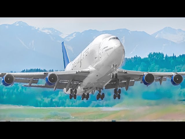 30 BOEING 747 TAKEOFFS and LANDINGS at ANCHORAGE Airport Alaska [ANC/PANC]