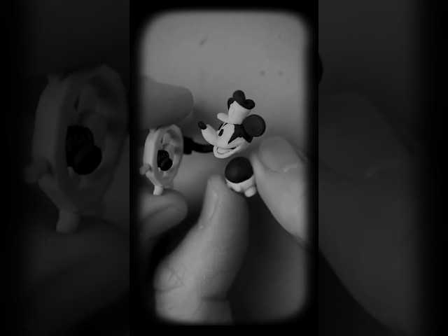 Crafting MICKEY MOUSE in Classic Black & White! #steamboatwillie #polymerclay #disney