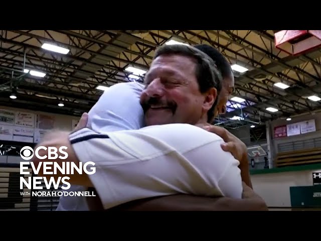 Basketball referee reunites with player who saved his life after on-court heart attack