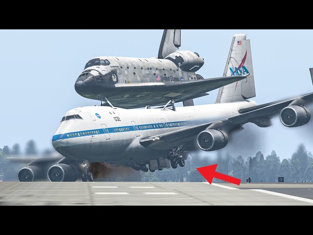 B747 Space Shuttle Landing Gear Failure