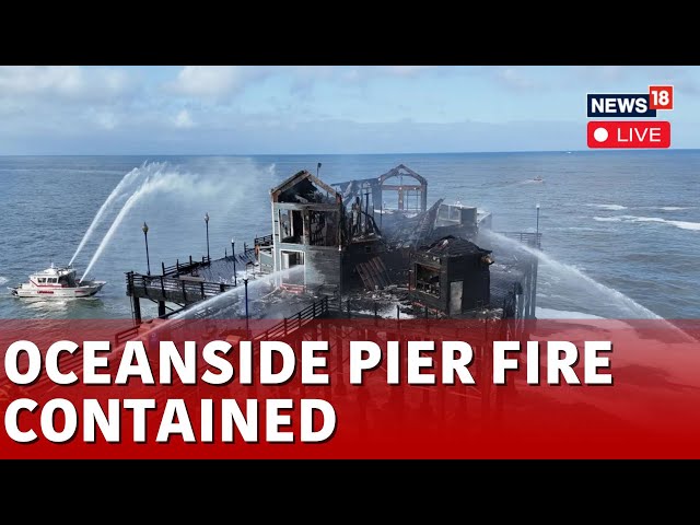 Pier Fire In Oceanside California Live | Firefighters Battling Massive Flames On Historic Pier N18L