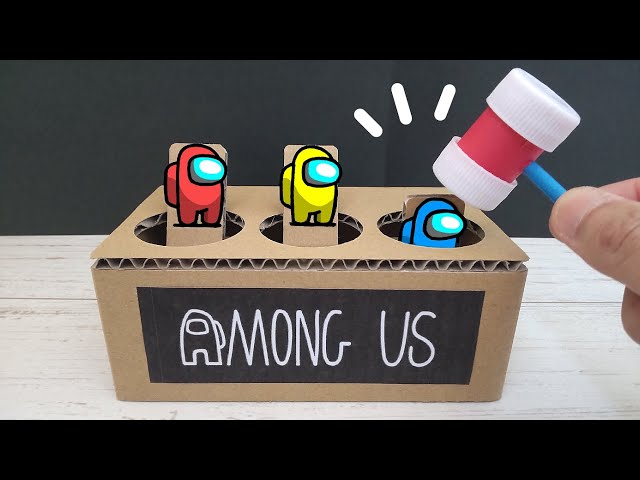 FUNNY Cardboard Whack-A-Mole Game DIY idea with Among Us