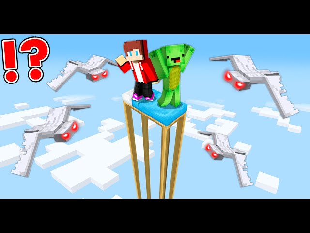 Survival on the TALLEST Tower Surrounded by Phantoms in Minecraft - Maizen JJ and Mikey
