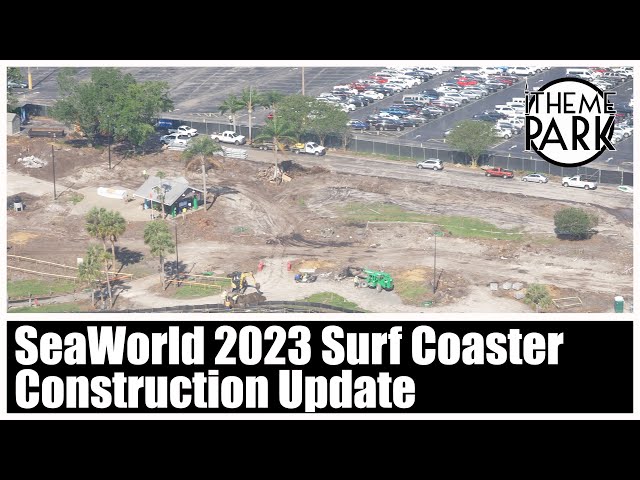 SeaWorld Orlando 2023 Surf Coaster B&M Bolliger & Mabillard Constuction Update + Journey to Atlastis